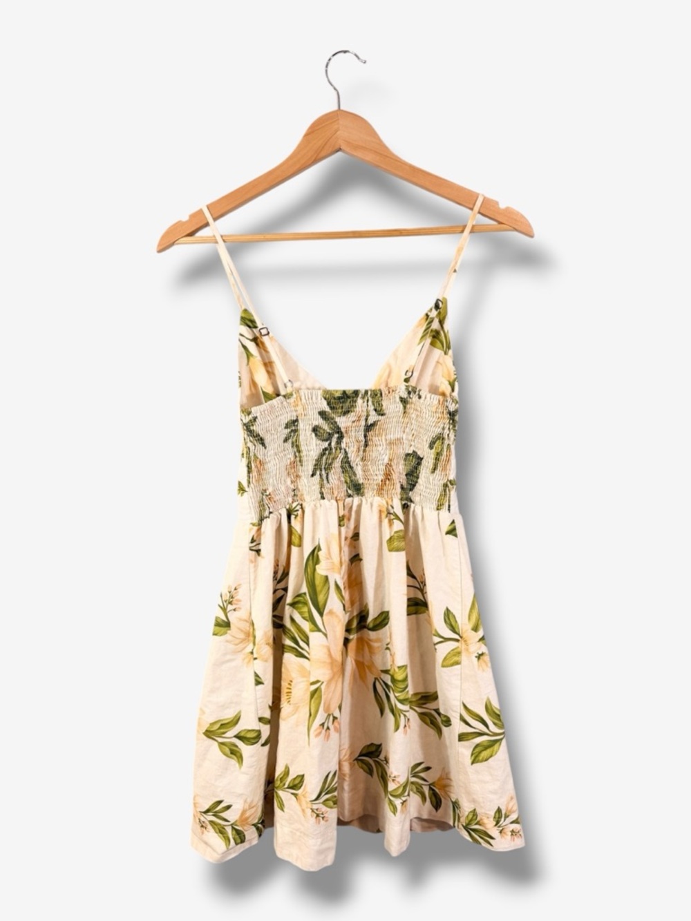 FARM Off White Floral Print Mini Dress Size P (US S 2/4) Tropical Keyhole Cutout - Picture 8 of 11